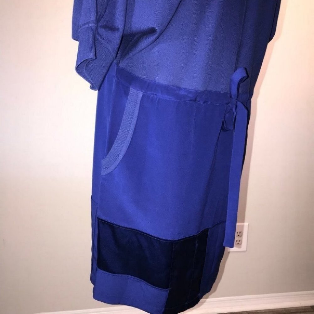 Anthropologie Cluny Patchwork blue Silk Dress size S new with tags - Picture 7 of 9